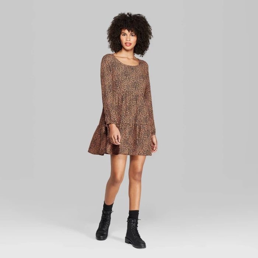 Target Wild Fable Leopard Tiered Tunic Dress